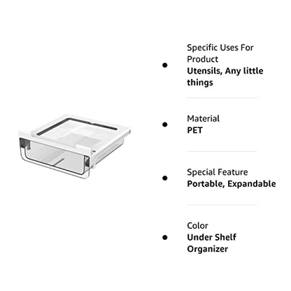 PRODUCTO 460 vacane Cajón debajo del estante extraíble debajo del gabinete Especiero, organizador de almacenamiento de armario fácil de instalar, organizador de almacenamiento de plástico duradero para despensa de cocina, accesorios de gabinete