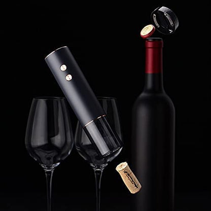 Abridor de botellas de vino eléctrico recargable, sacacorchos automático, kit de regalo para amantes del vino, con cortador de papel de aluminio gratuito, indicador de alimentación LED, cable de carga incluido