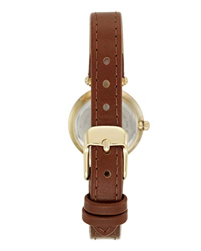 Anne Klein 109442CHHY Reloj dorado con esfera color champán y correa de cuero marrón para mujer