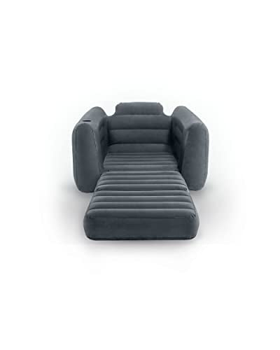 INTEX 66551EP Inflatable Pull-Out Chair: Built-in Cupholder – Velvety Surface – 2-in-1 Valve – Folds Compactly – 89" x 46" x 26"