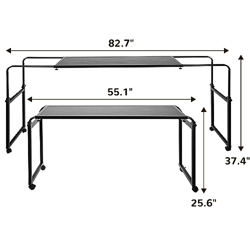 Elevon Escritorio sobre cama King Queen con ruedas para ordenador portátil, color negro