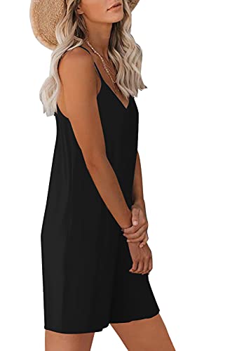 PRODUCTO 155 snugwind Mono informal sin mangas para mujer, holgado, ajustable, pantalones cortos elásticos, mameluco con bolsillos, grande, negro