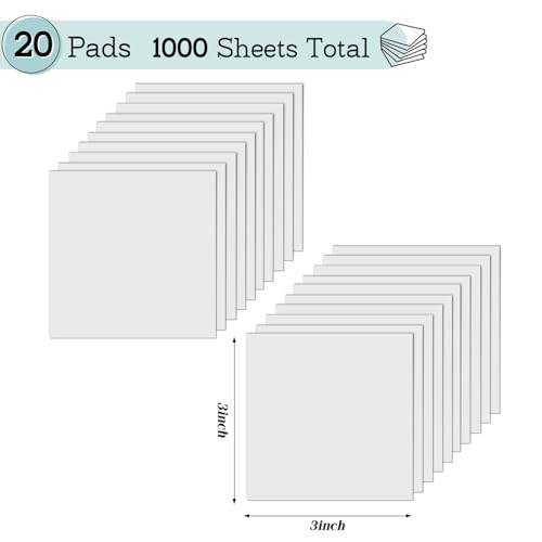 [1000 hojas] Notas adhesivas transparentes, notas adhesivas transparentes de 3 x 3 pulgadas, notas adhesivas translúcidas impermeables autoadhesivas para anotaciones, suministros universitarios, escolares y de oficina