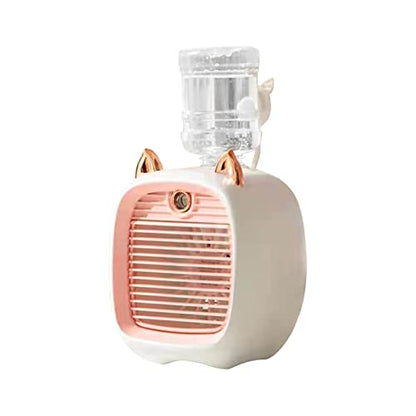 2022 Ventilador de aire acondicionado portátil para niños, mini enfriador de aire evaporativo recargable en 3 velocidades, ventilador de aire acondicionado personal USB y humidificador para el dormitorio de la oficina en casa (rosa)