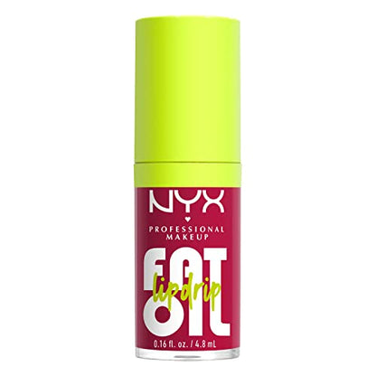 NYX PROFESSIONAL MAKEUP Fat Oil Lip Drip, Moisturizing, Shiny and Vegan Tinted Lip Gloss - Newsfeed (Rose Nude)