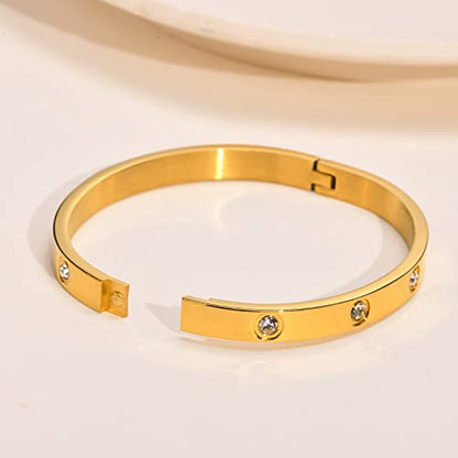 Pulseras de oro para mujer – 2 piezas chapadas en oro de 18 quilates con circonita cúbica de amor, pulsera de amistad de cristal, joyería, fiesta de boda, Navidad, día de San Valentín, regalos de cumpleaños para su novia, hermana, hija