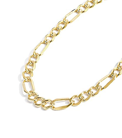 Colección de collares de cadena de oro Jewelry Atelier – Collares de cadena Figaro rellenos de oro amarillo macizo de 14 quilates para mujeres y hombres con diferentes tamaños (2,8 mm, 3,7 mm, 4,7 mm, 5,6 mm)