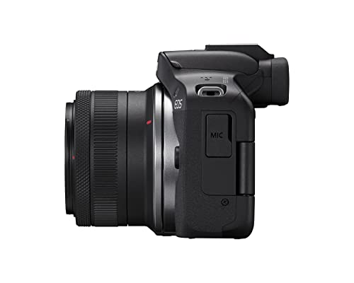 Cámara de vlogging sin espejo Canon EOS R50 (negra) con lente RF-S18-45 mm F4.5-6.3 is STM, 24,2 MP, vídeo 4K, detección y seguimiento de sujetos, compacta, conexión a teléfono inteligente, creador de contenidos