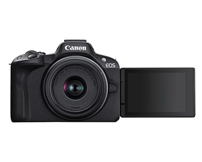 Cámara de vlogging sin espejo Canon EOS R50 (negra) con lente RF-S18-45 mm F4.5-6.3 is STM, 24,2 MP, vídeo 4K, detección y seguimiento de sujetos, compacta, conexión a teléfono inteligente, creador de contenidos