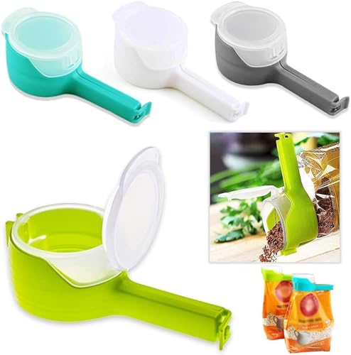 PRODUCTO 506 Clips para bolsas para alimentos, sellado para almacenamiento de alimentos con boquillas para verter, clips para bolsas de chips de cocina, clips selladores de tapas de plástico, ideales para almacenamiento y organización de alimentos