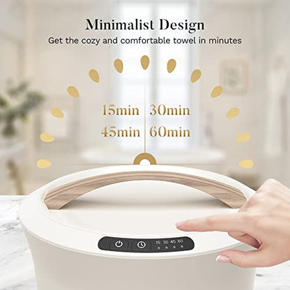 ennva Calentador de toallas de 22 L para baño, spa, hotel, calentador de toallas de baño de lujo con aromaterapia, vaporizador de toallas eléctrico estilo cubo, temporizador de calor ajustable de 15/30/45/60 minutos, calentamiento rápido