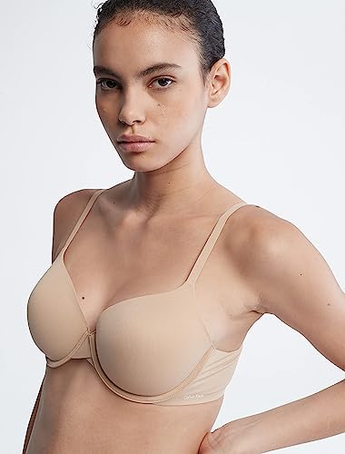 Calvin Klein Sujetador tipo camiseta con forro ligero y ajuste perfecto para mujer con Memory Touch, desnudo, 34B