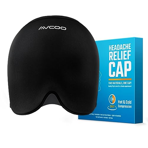 PROCUCTO 64 Gorro para aliviar la migraña con 25% de gel inodoro  para un tiempo de enfriamiento más prolongado, gorro reversible para el dolor de cabeza, envoltura para la cabeza con compresa fría para aliviar la tensión,  senos nasales y el estrés