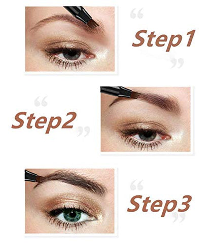 Lápiz para cejas iMethod - Lápiz para cejas iMethod con aplicador con punta de microhorquilla que crea cejas de aspecto natural sin esfuerzo y permanece encendida todo el día, negro/marrón