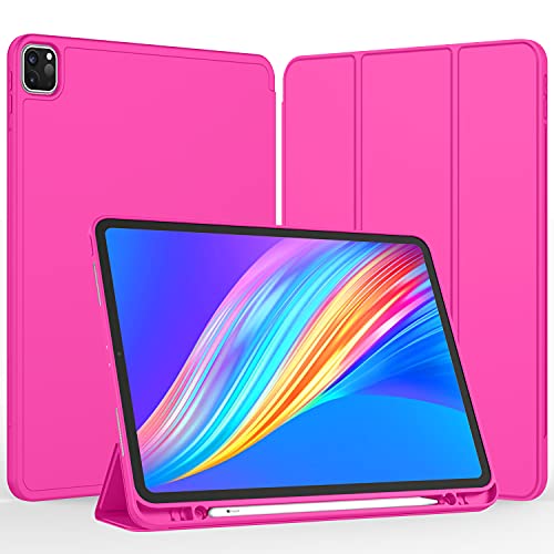 PRODUCTO 375 iMieet - Funda para iPad Pro 12.9 (6.ª generación)/2021 (5.ª generación) con soporte para lápiz [compatible con carga/par de lápiz para iPad 2.º], funda inteligente con soporte triple con parte trasera de TPU, encendido/apagado automático