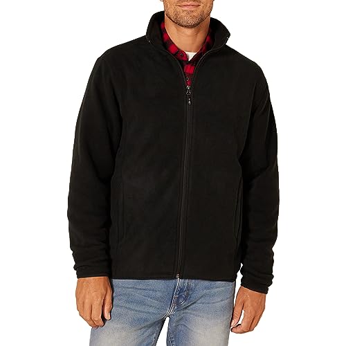 PRODUCTO 30 Amazon Essentials Chaqueta polar con cremallera completa para hombre (disponible en grande y alto), negro, extragrande