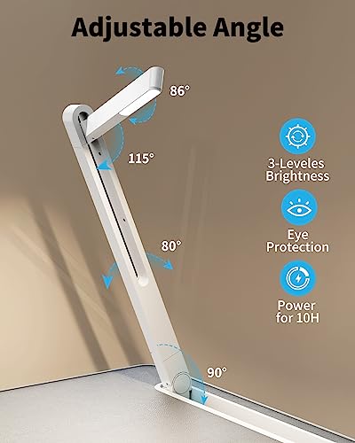 SAIJI Escritorio con bandeja para computadora portátil con luz de escritorio LED, soporte ajustable para computadora portátil para cama, mesa plegable de cuero de PVC XXL con soporte para libros, reposamuñecas, espacio adicional para las piernas (gris)