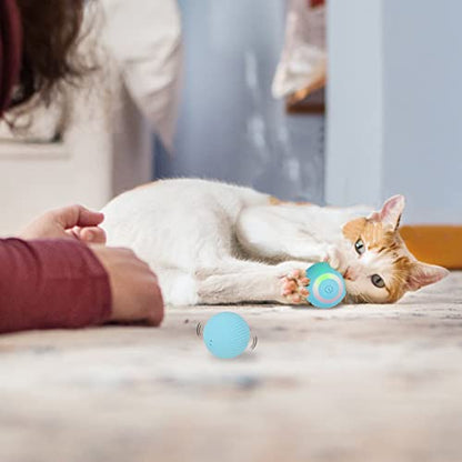 PAKESI Pelota interactiva para juguetes para gatos, bola giratoria automática de 360° con USB recargable para mascotas, pelota de juguete para gatitos y perros