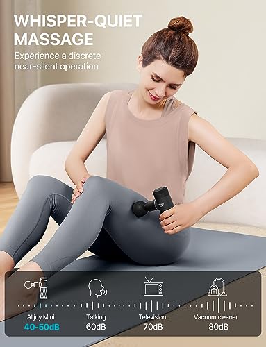 Mini pistola de masaje de tejido profundo, potente pistola de masaje muscular de percusión con 4 accesorios, 4 ajustes de velocidad, masajeador de mano deportivo compacto para músculos, cuello, espalda y brazos