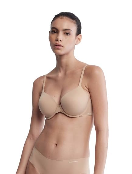 Calvin Klein Sujetador tipo camiseta con forro ligero y ajuste perfecto para mujer con Memory Touch, desnudo, 34B