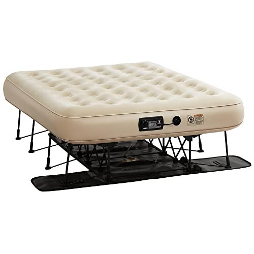 Simpli Comfy EZ Air Bed Self-Inflating Queen Size Air Mattress with Built-in Frame, Pump and Wheeled Case