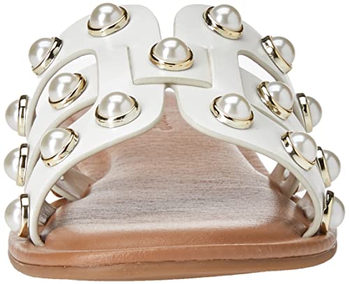 PRODUCTO 540 The Drop Monika Sandalia plana con banda en H para mujer, perla blanca, 7