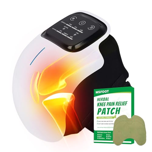 PRODUCTO 330 Masajeador de rodilla para dolor de rodilla con calor infrarrojo y vibración, inalámbrico, portátil, recargable, pantalla LED transparente visible, fácil de usar, masajeador electrónico de rodilla, correa ergonómica ajustable de 19 pulgadas