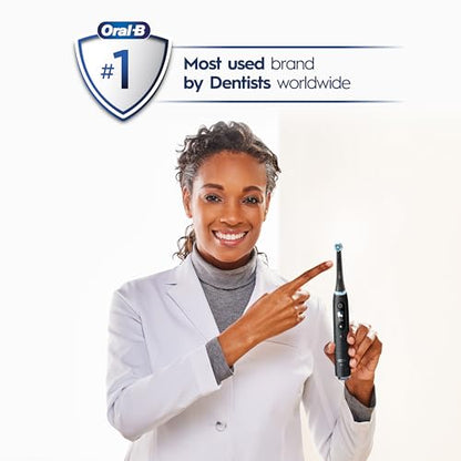 Oral-B iO Series 10 Cepillo de dientes eléctrico recargable, Stardust White con 4 cabezales, estuche de viaje y cargador iO Sense - Sensor de presión visible para proteger las encías - 7 modos de limpieza - Temporizador de 2 minutos