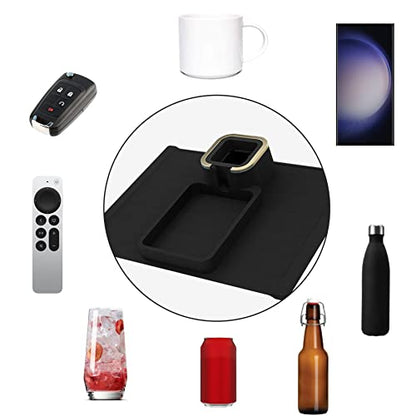 ZTXINJIN Bandeja portavasos para sofá, soporte reclinable para bebidas antiderrames y antideslizante de silicona, soportes fuertes y pesados para control remoto, teléfono celular, auriculares, gran regalo para familiares y amigos (negro)