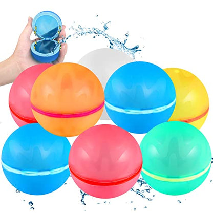 PRODUCTO 143 SOPPYCID Globos de agua reutilizables, llenado rápido y bombas de agua autosellantes, bola de silicona suave para salpicaduras de agua, sin recogida después de la pelea de agua, bola de agua magnética para juegos al aire libre, (8 unidades)