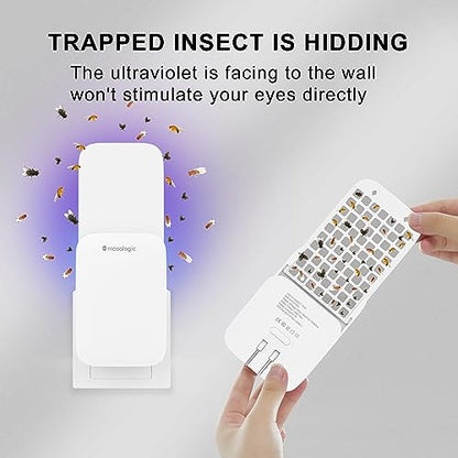 Mosalogic Fly Trap Indoor Flying Insect Traps Plug-in for Fruit Flies,Gnats, and House Flies - Gnat Killer Trapper Plug-in Fly Insect Catcher, 400 Sq Ft Protection Area