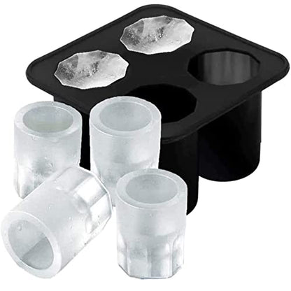 PRODUCTO 85 Moldes/bandejas de hielo de silicona para vaso de chupito para congelador con 4 cavidades, cubitos de hielo de vaso de whisky reutilizables, capacidad para 1oz cada uno, 1,3 pulgadas