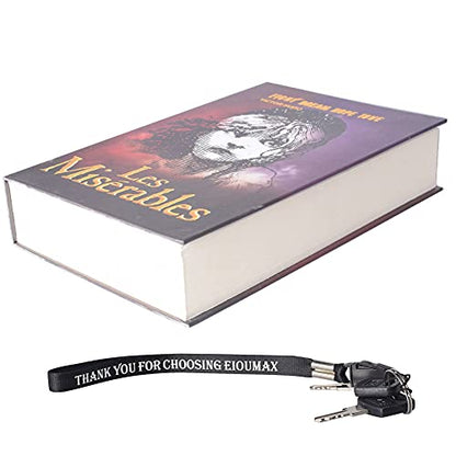 EIOUMAX Caja Fuerte para Libros Diversion Secret Libro Real Caja Fuerte Oculta con Cerradura de Llave Bloqueo de Libros de Papel Real-Los Miserables