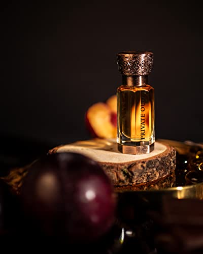 Swiss Arabian Private Oud para unisex - Aceite de perfume concentrado sensual gourmand - Fragancia de lujo de Dubai - Perfume artesanal de larga duración con notas de ciruela, rosa, vetiver y vainilla - 0.4 oz