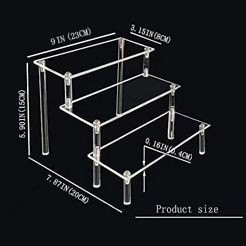 Elevadores de exhibición de acrílico, soporte de exhibición transparente, mini estante pequeño, soporte para magdalenas de 3 niveles para alimentos, postres, organizador de perfumes, colecciones de juguetes, productos cosméticos, de mesa (9 x 8 x 6plg)