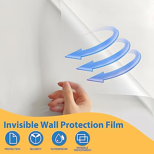 Película protectora de pared electrostática, protector de pared transparente, papel de contacto extraíble, adhesivo estático transparente, protector de pared de plástico de bote de basura, respaldo de silla, muebles, puerta de 6.6 pies