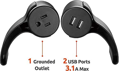 PRODUCTO 94 Link2Home Enchufe para sofá, cable de extensión de 10 pies, 1 tomacorriente, 2 puertos, USB 3.1A, con enchufe de perfil bajo, gris oscuro