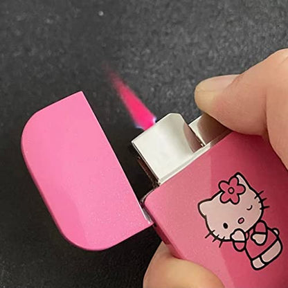 PRODUCTO 221 NIVEK Pink Glitter Kitty Pink Flame Pocket Encendedor KT Cat Recargable Kawaii Y2K Estética Llama a prueba de viento