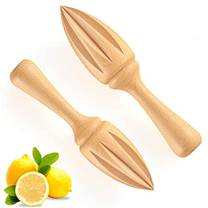 Toaazhy Exprimidor de limón de 2 piezas, exprimidor de cítricos de mano, herramienta manual de exprimidor de limón de madera, escariador manual de cítricos de madera para frutas, lima, uso diario en el hogar, cocina, bar, cafetería, restaurante