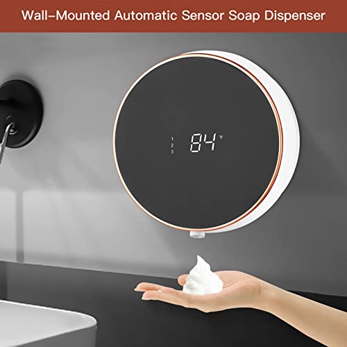 Dispensador automático de jabón con espuma, manos libres, montaje en pared, dispensador de jabón recargable, dispensador de jabón sin contacto, dispensador de jabón eléctrico inteligente para pared, dispensador de jabón para baño, cocina, comercio