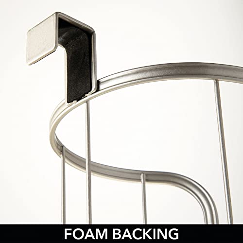 PRODUCTO 329 mDesign Modern Over The Tank Hanging Toilet Tissue Paper Roll Holder and Reserve for Bathroom Storage - Stores 3 Extra Rolls, Holds Jumbo-Sized Rolls - Durable Metal Wire - Satin