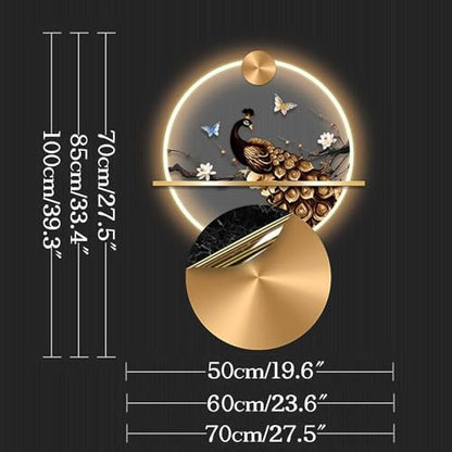 PRODUCTO 250 Esculturas de pared de metal 3D pintura colgante arte de pared con luz LED, decoración de arte de pared de lujo, esculturas de pared de pavo real 3D pintura colgante arte de pared (20 x 28 pulgadas (] 32 a 36 pulgadas), montaña y río)