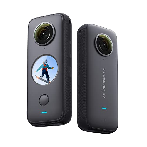 Insta360 ONE X2 Cámara de acción impermeable de 360 grados, 5.7K 360, estabilización, pantalla táctil, edición de IA, transmisión en vivo, cámara web, control de voz