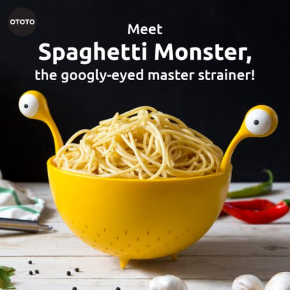 OTOTO Spaghetti Monster - BPA-Free Plastic Strainer for Draining Pasta, Rice, Vegetables and Fruits - 19 x 21 cm Pasta Drainer - Dishwasher Safe