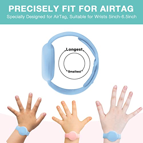 Pulsera AirTag impermeable para niños (paquete de 2) – Pulsera de silicona suave con etiqueta de aire para niños, correa de reloj Airtag ligera, soporte para rastreador GPS oculto para niños compatible con Apple Airtag (rosa/azul)