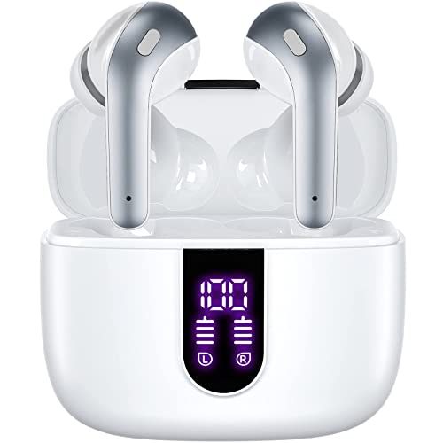 TAGRY Auriculares Bluetooth Auriculares inalámbricos verdaderos Reproducción de 60 horas Auriculares con pantalla de alimentación LED con estuche de carga inalámbrica IPX5 Auriculares intrauditivos impermeables con micrófono para TV Teléfono inteligente