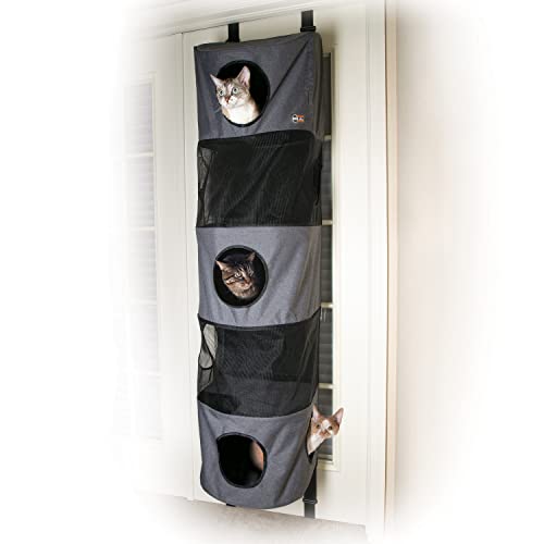 PRODUCTO 135 K&H Pet Products Hangin' Cat Condo Muebles para gatos montados en la puerta Árbol para gatos Gris elegante de 5 pisos de gran altura