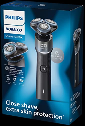 Philips Norelco Exclusive Shaver 5000X, afeitadora recargable en seco y húmedo con recortador de precisión y bolsa de almacenamiento, X5006/85