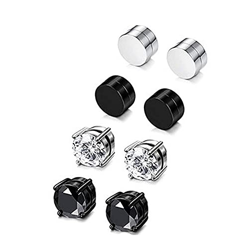 PRODUCTO 668 Juego de aretes de motociclista magnéticos de acero inoxidable sin perforación, aretes hipoalergénicos de circonita cúbica para hombres, mujeres y adolescentes