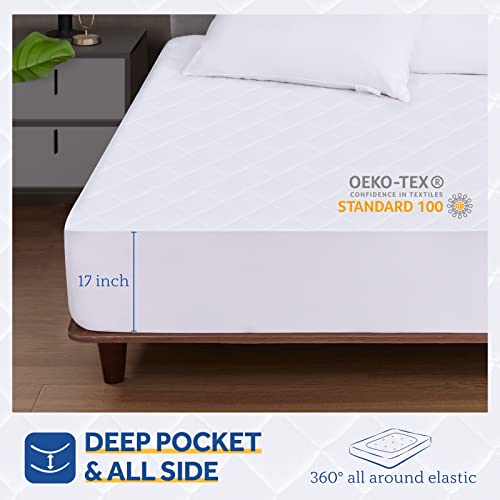 Sealy 3M Scotchgard Heated Mattress Pad | Quilted Cotton Electric Bed Warmer with 10 Heat Setting Dual Controller | 1-12 Hours Auto Shut Off | 17" Deep All Around Elastic Pocket, Queen